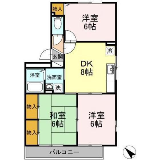 セジュール藤井(3DK/2階)の間取り写真