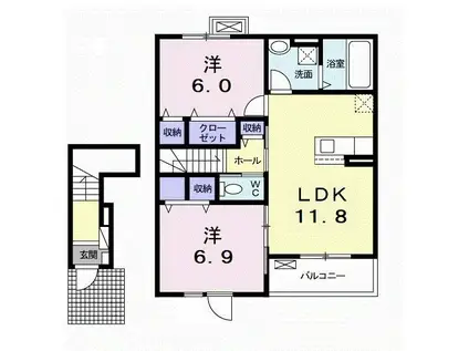 シャーシャ(2LDK/2階)の間取り写真