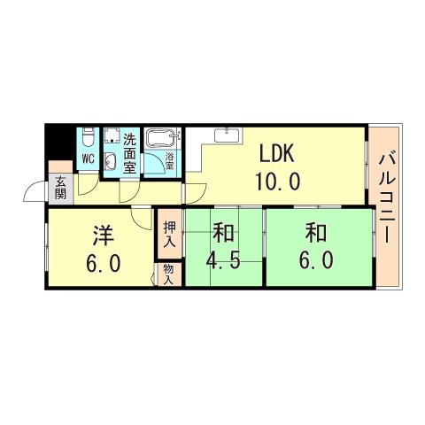 グランドメゾン南別府(3LDK/2階)の間取り写真