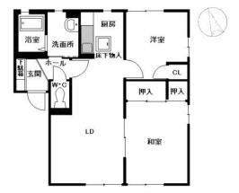 ガーデンシティ今井A棟(2LDK/1階)の間取り写真