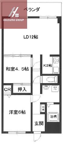 第2弥刀マンション(2LDK/2階)の間取り写真