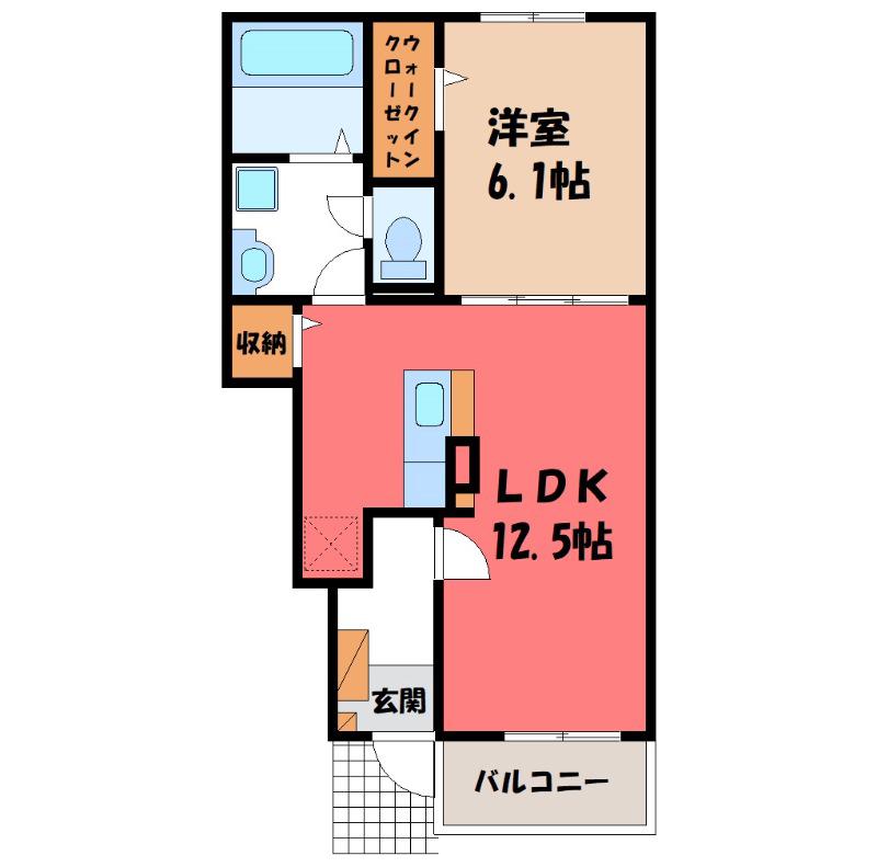 カーサ ベントゥーラ(1LDK/1階)の間取り写真