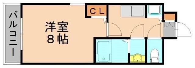 ヴィレコート石城(1K/9階)の間取り写真
