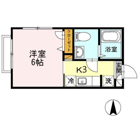 サザンEX I(1K/1階)の間取り写真