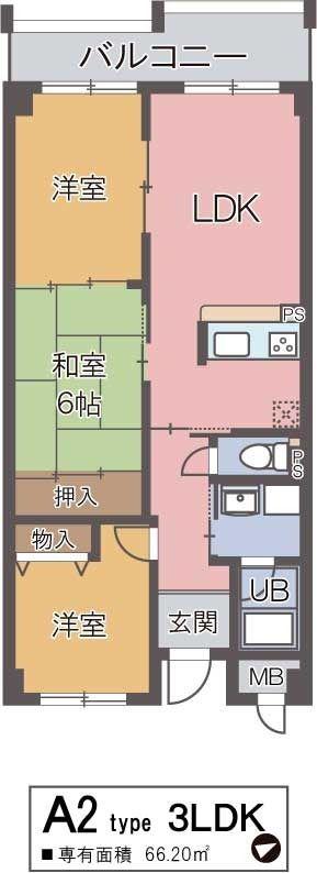 プリムベール向丘(3LDK/1階)の間取り写真