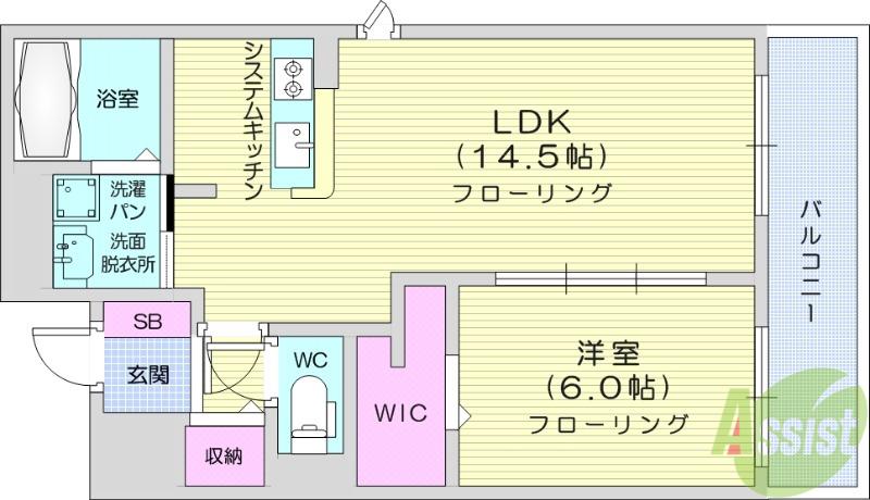 パナス・柏木(1LDK/4階)の間取り写真