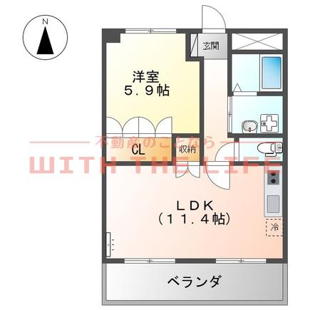 メゾン・シーティア(1LDK/2階)の間取り写真