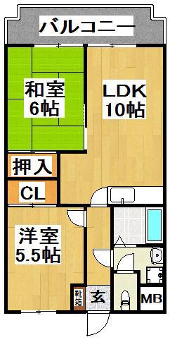 リビオ金剛(2LDK/2階)の間取り写真