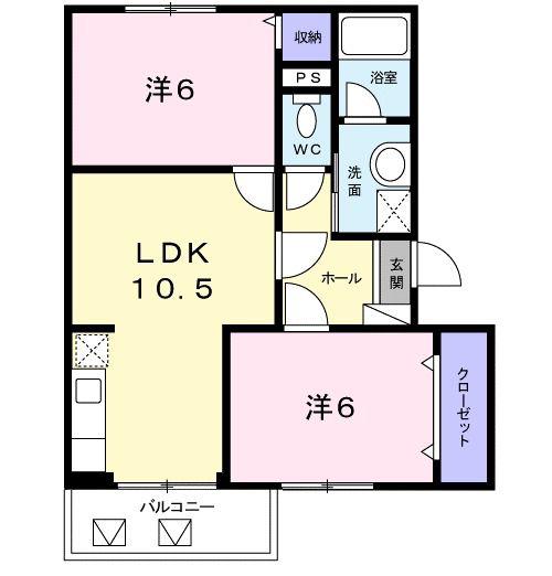 ロジュマン本城(2LDK/3階)の間取り写真
