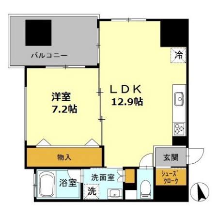 カスタリア伏見(1LDK/4階)の間取り写真