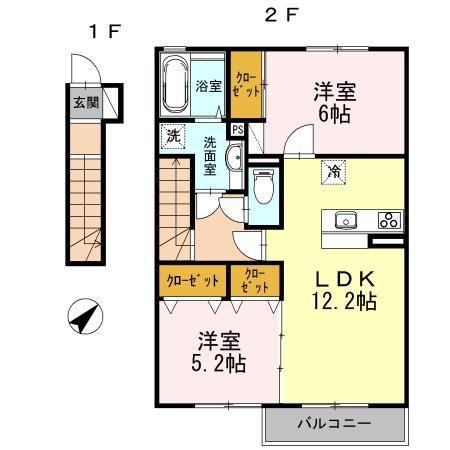 リオグランデ(2LDK/2階)の間取り写真