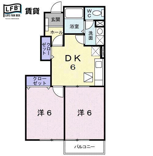 アバンツァート(2DK/1階)の間取り写真
