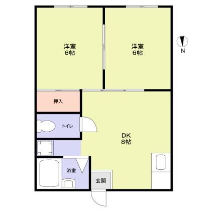 西山ハイツ(2DK/1階)の間取り写真