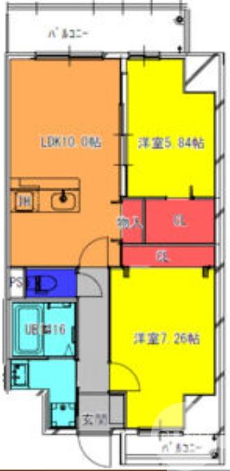 FREEDOM RESIDENCE堺寺地町(2LDK/5階)の間取り写真
