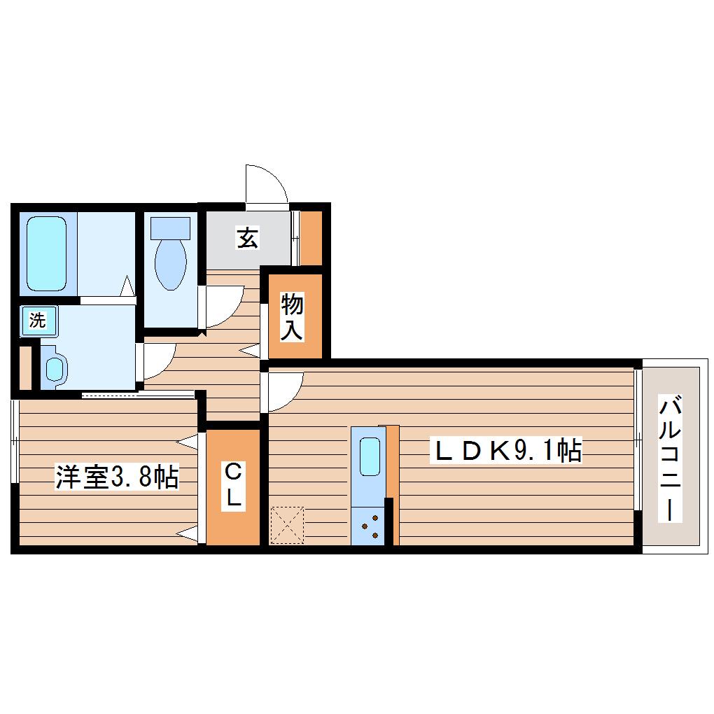 ボヌールH(1LDK/2階)の間取り写真
