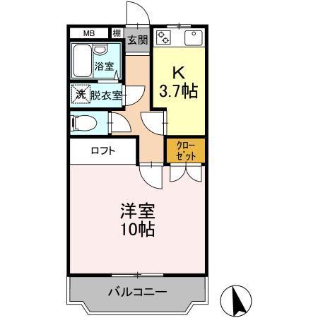 リバティ・ビレッジ(1K/1階)の間取り写真