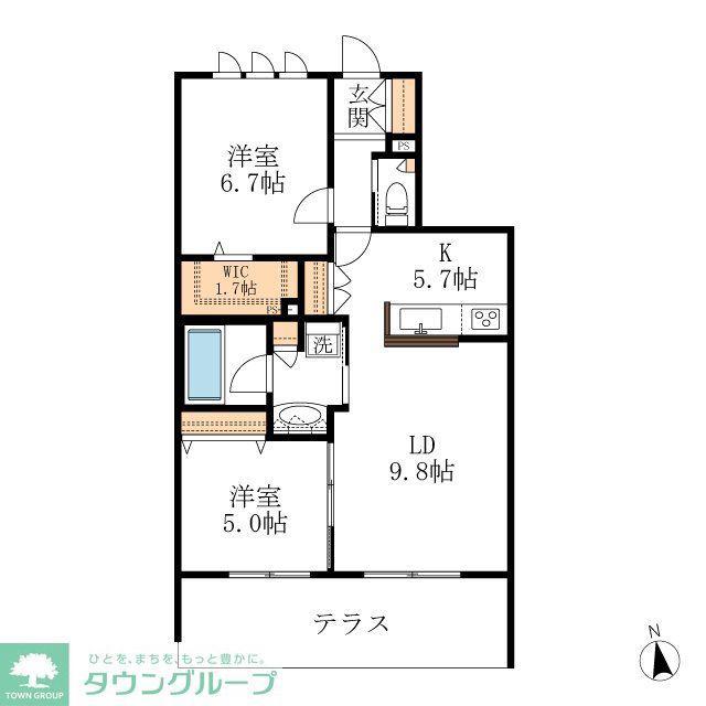 BAMBOU DEUX(2LDK/1階)の間取り写真
