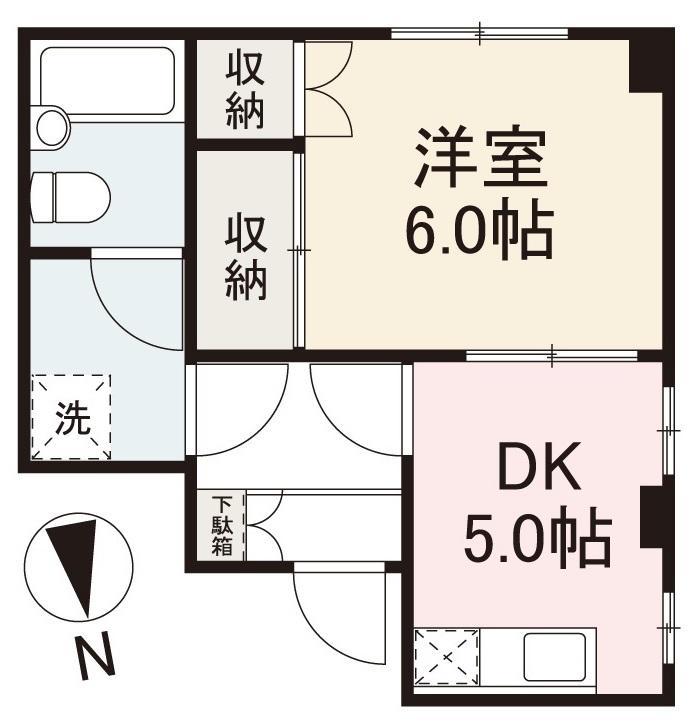 ハイツ松並(1DK/2階)の間取り写真