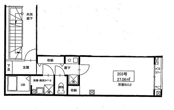 グランコート高円寺(1K/2階)の間取り写真