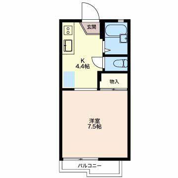 石神ハイツB(1K/2階)の間取り写真