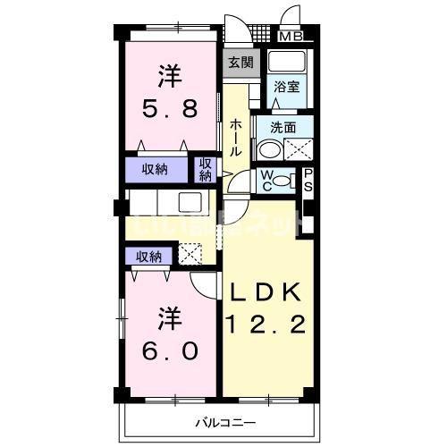 パークグレイス(2LDK/3階)の間取り写真