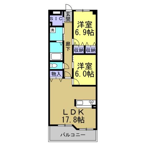APRECIO(2LDK/2階)の間取り写真
