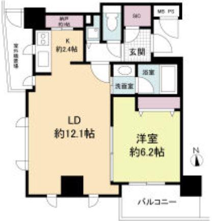 クロスレジデンス大阪新町(1LDK/6階)の間取り写真