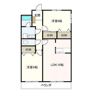 スーペリア松田II(2LDK/1階)の間取り写真