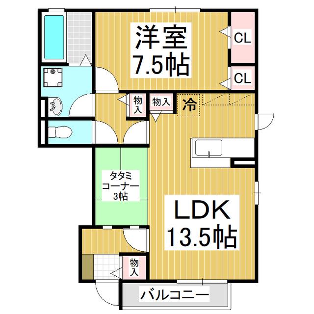 フローラK(1LDK/1階)の間取り写真