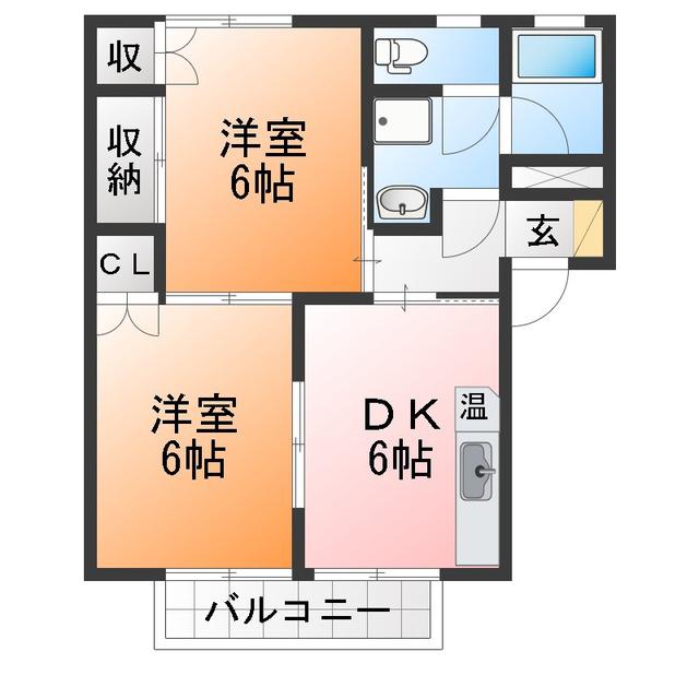 ラフィネM(2DK/1階)の間取り写真