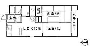フィエラ山崎川(2LDK/3階)の間取り写真