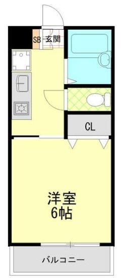 プレジール(1K/2階)の間取り写真