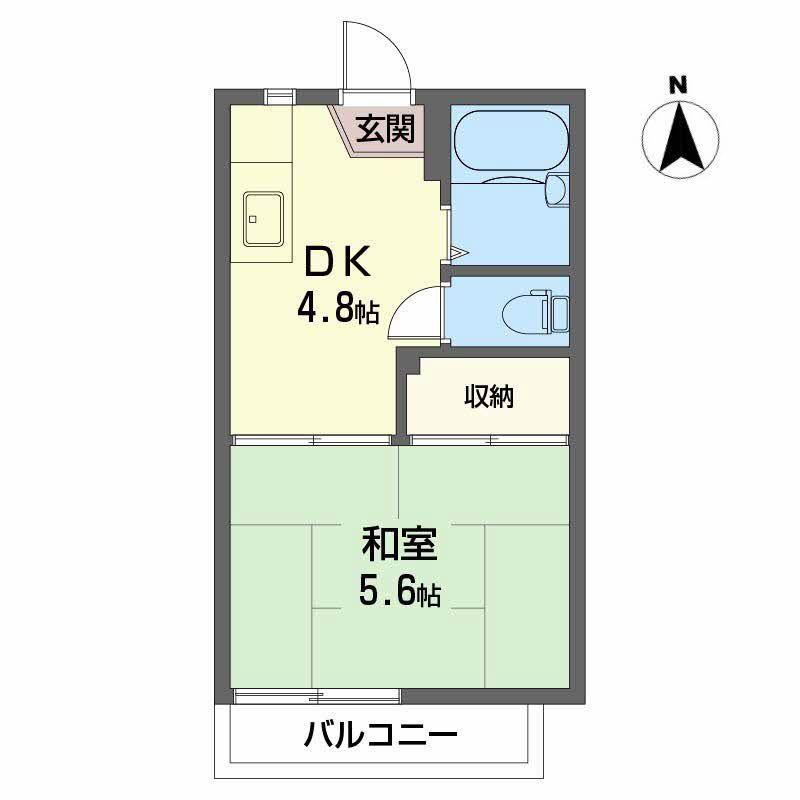 フレグランス橘A棟(1DK/1階)の間取り写真