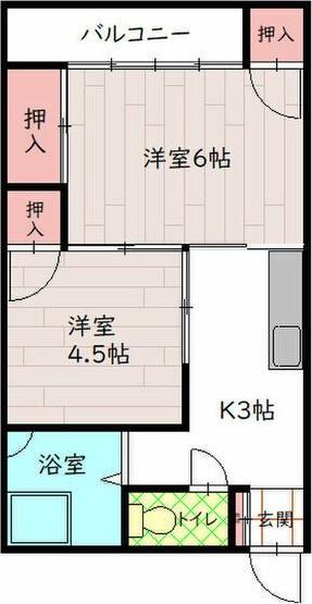 白川ビル(2K/3階)の間取り写真