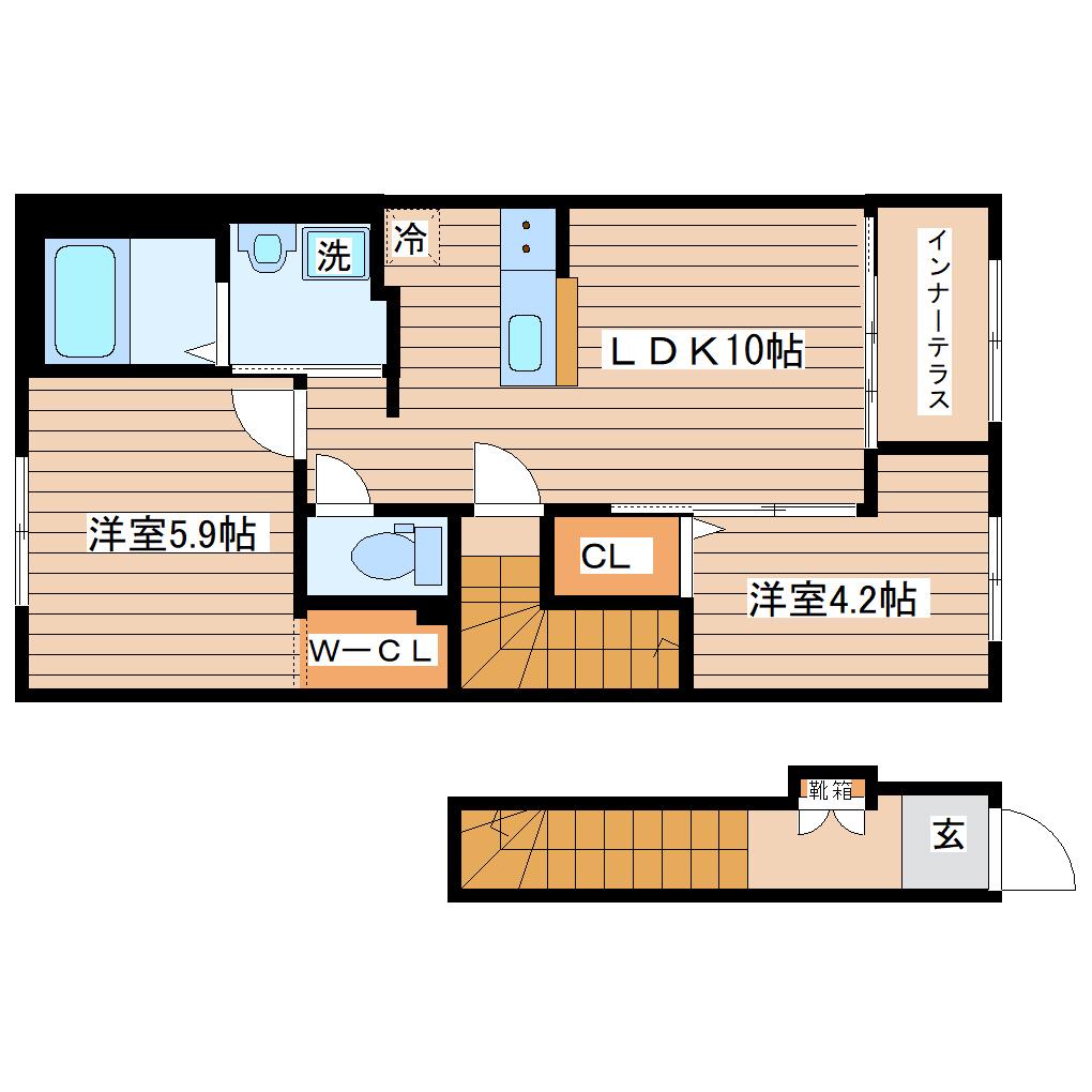 ロジュマン青山I(2LDK/2階)の間取り写真