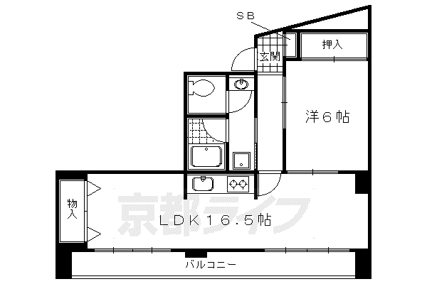 リアライズ衣笠(1LDK/2階)の間取り写真