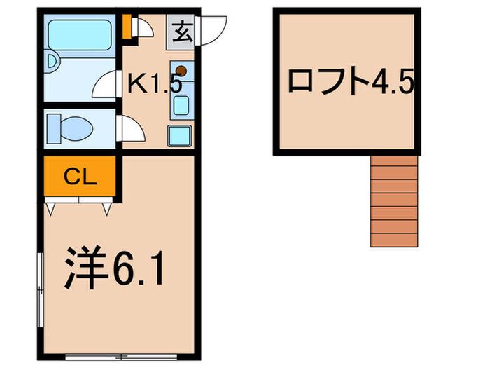リヴィエール梶ヶ谷B棟(1K/1階)の間取り写真