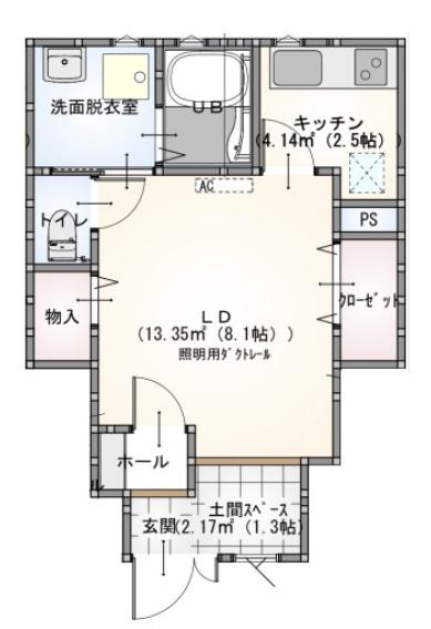 ル リアン助実(1K/1階)の間取り写真