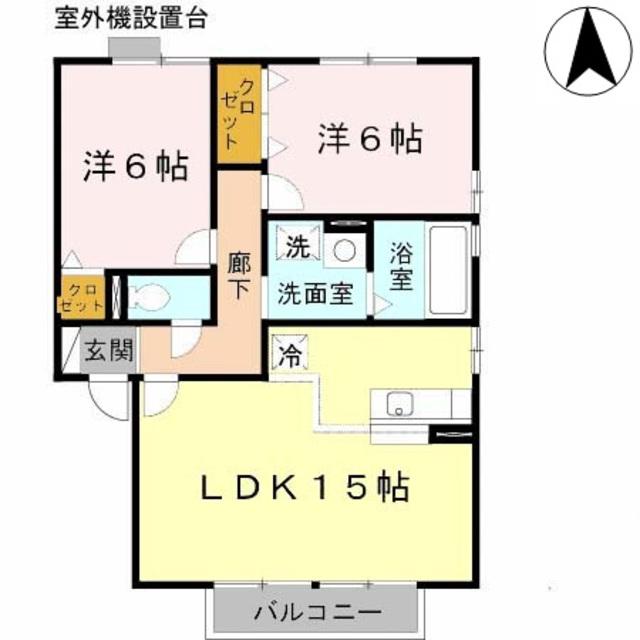 リビングタウン加美北 C棟(2LDK/1階)の間取り写真