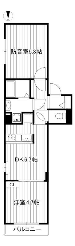 OAKS江古田ラシクラス(2DK/2階)の間取り写真