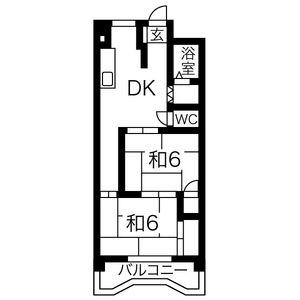 川島シオンハイツ(2DK/3階)の間取り写真