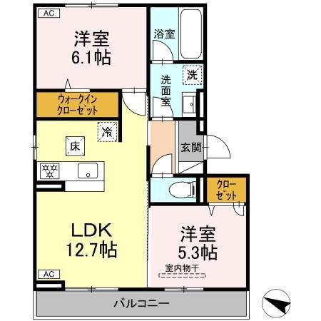 メゾン梅木(2LDK/1階)の間取り写真