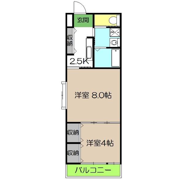 オブジェ朝倉(2K/3階)の間取り写真