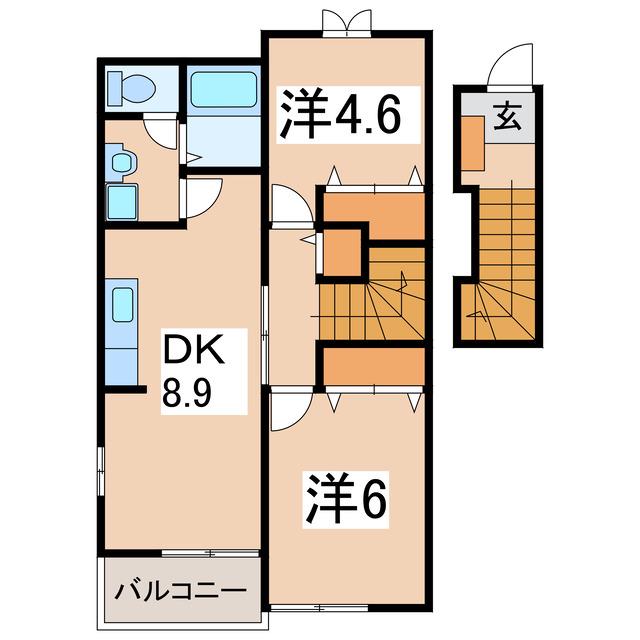 グローリー(2LDK/2階)の間取り写真