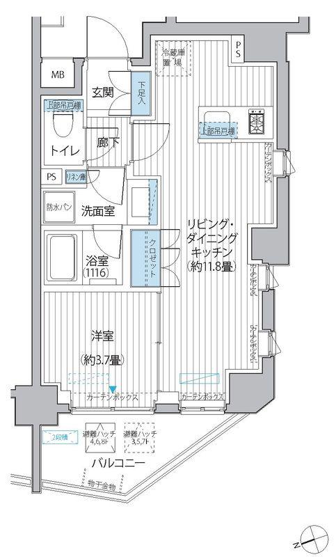 プラネソシエ大森山王(1LDK/3階)の間取り写真