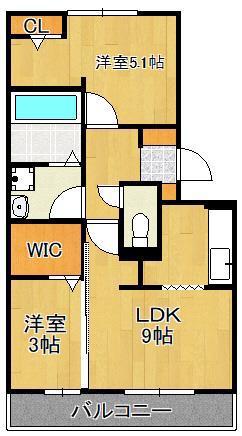 桜橋山荘(2LDK/3階)の間取り写真