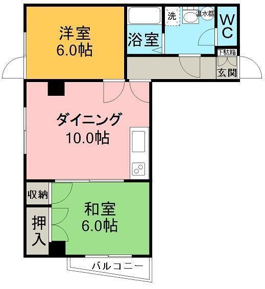 メゾンドリバージュ(2DK/3階)の間取り写真