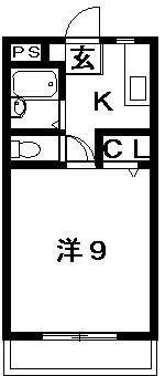 ハイツ江戸川(1K/1階)の間取り写真