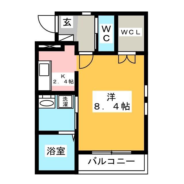 シュタットフルスI(1K/2階)の間取り写真