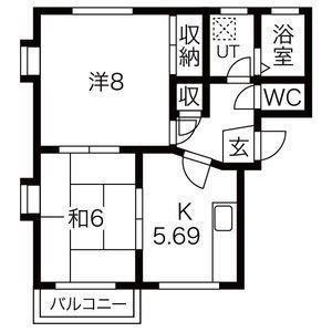 サンピア(2K/2階)の間取り写真